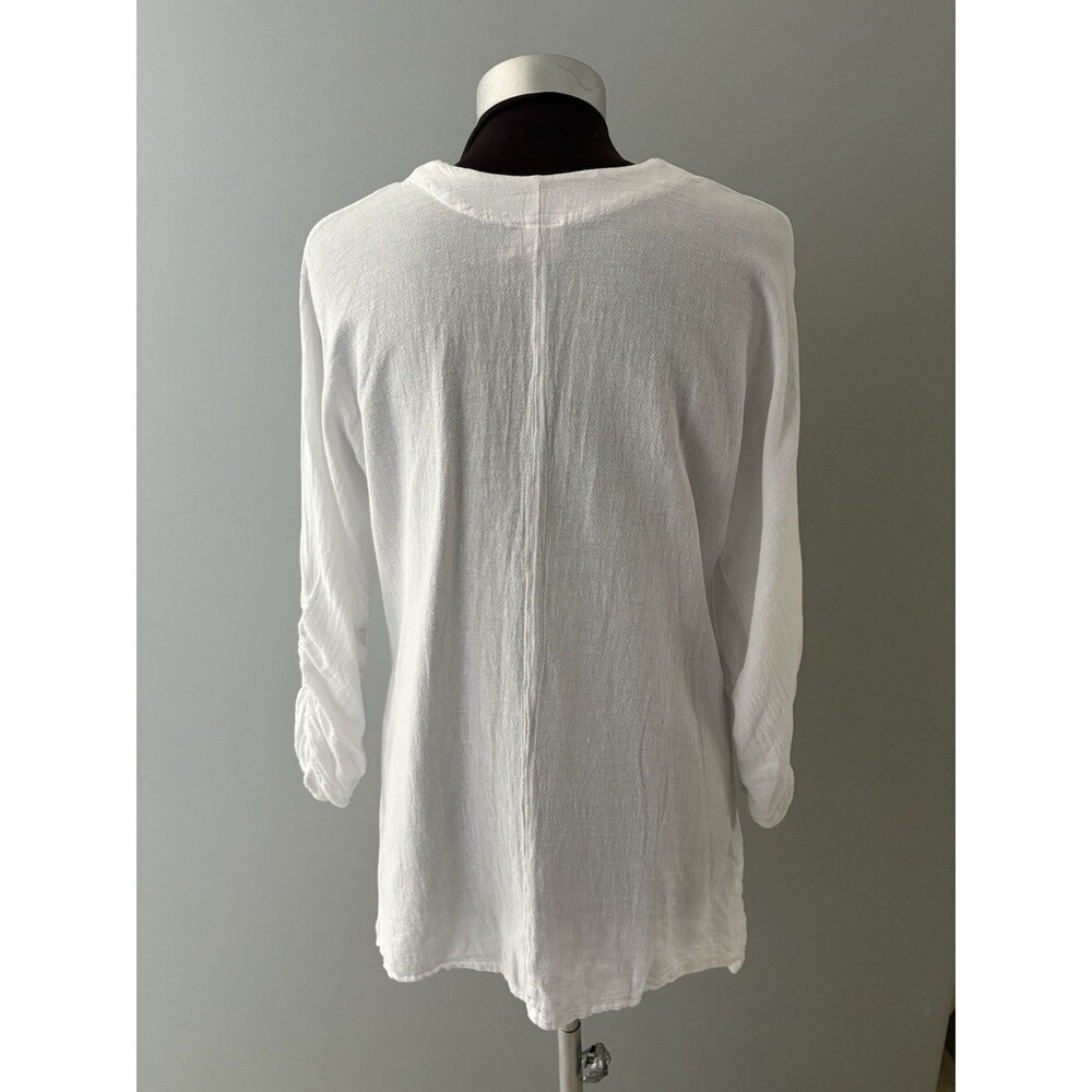OH MY GAUZE Lana Top Size 1 S/M White Artsy Lagenlook Fairy Beach Ruched Sleeves - Picture 5 of 15